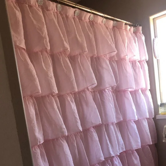 Pink Ruffle Shower Curtain